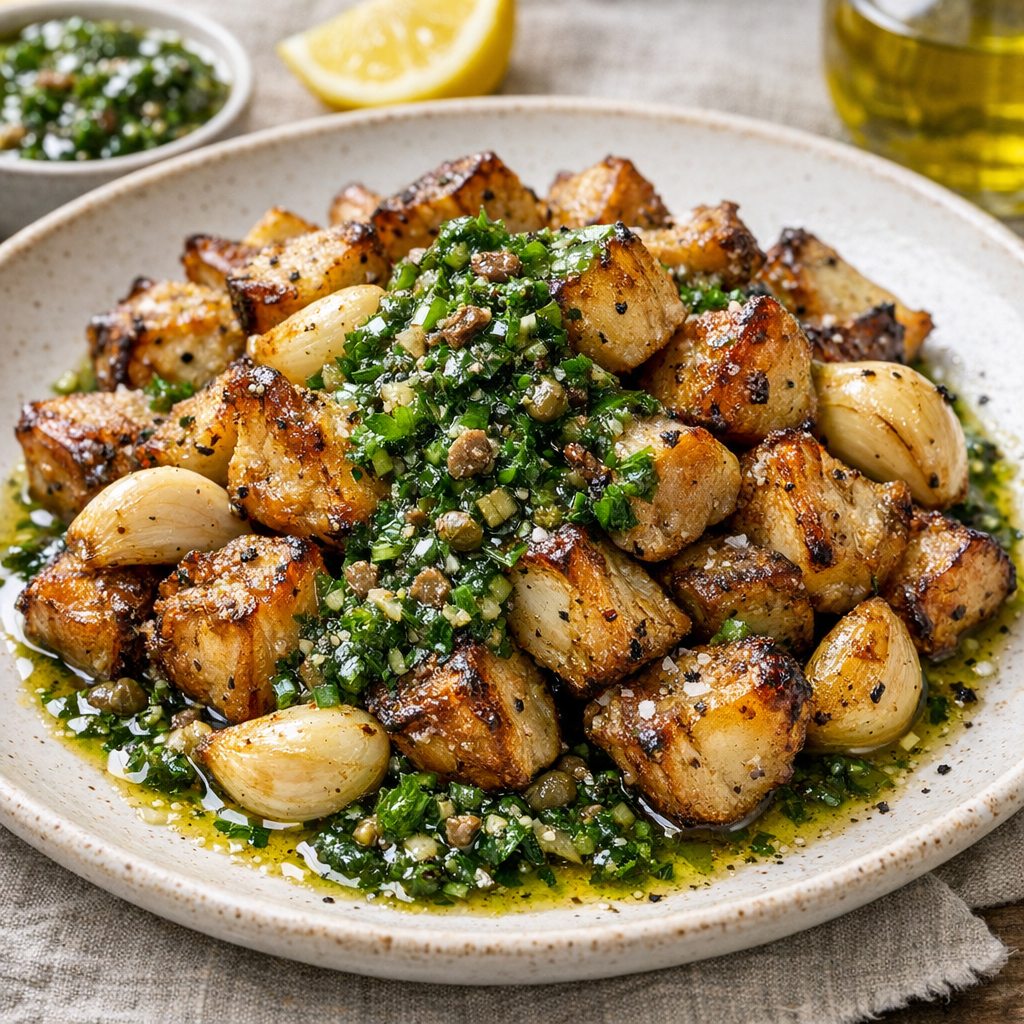 Crisped Roasted Sunchokes with Herb‑Anchovy Salsa Verde