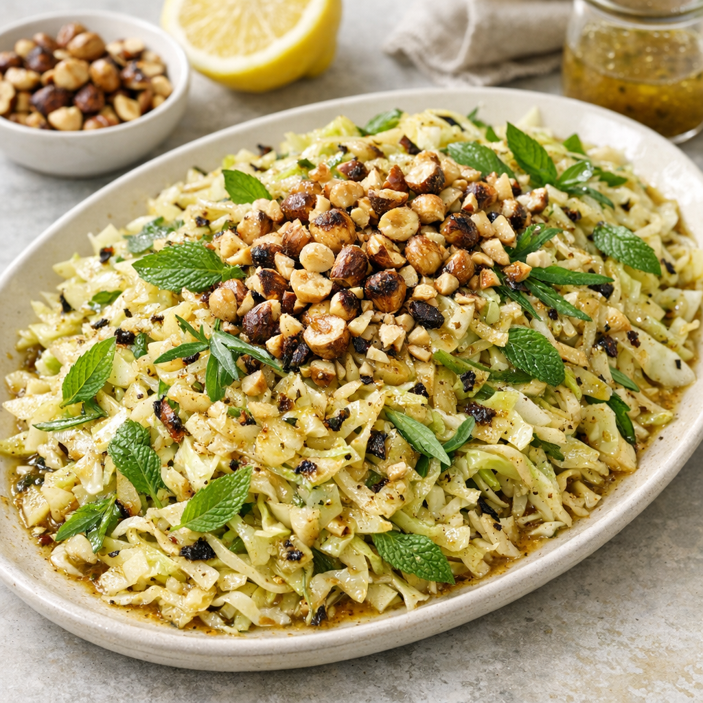 Smoky Cabbage Slaw with Browned-Butter Hazelnut Vinaigrette